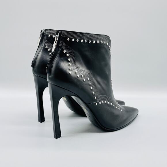 Sigerson Morrison Boots Womens 10 Black Leather Studded High Heel Pointed Toe - Picture 6 of 10